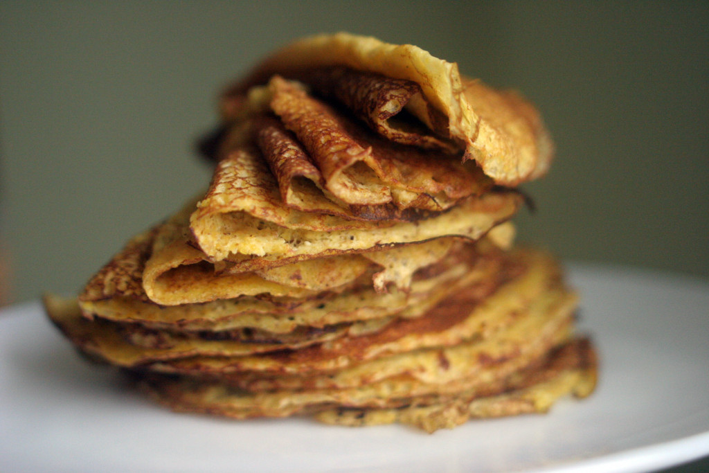 Ellie Markovitch stacked flat circles and made them a lovely tower of corn crepes.